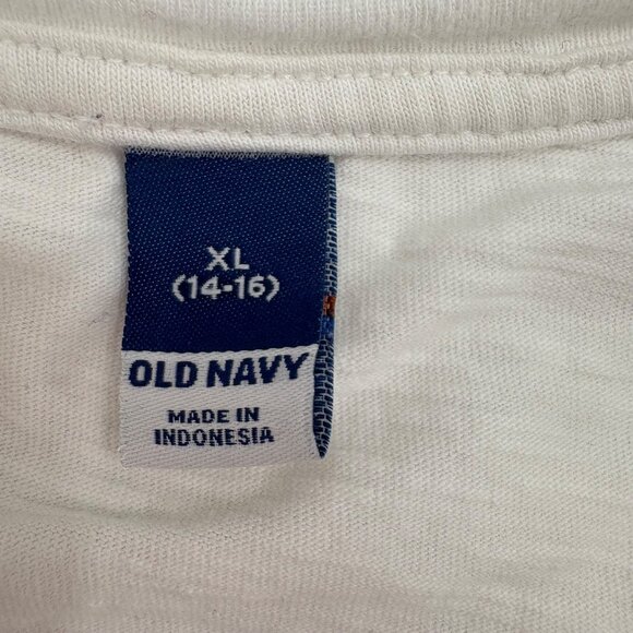 Old Navy XL White Make Your Own Sunshine T-Shirt Cropped Rainbow Graphic - Picture 2 of 6